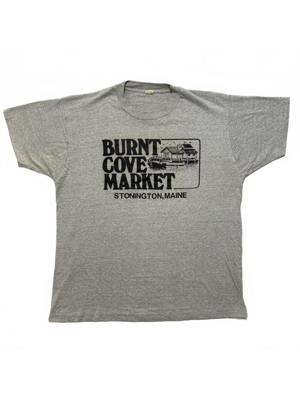 VTG 80's Burnt Cove Market Stonington Maine Graphic 50/50 T-Shirt Men's XL Gray